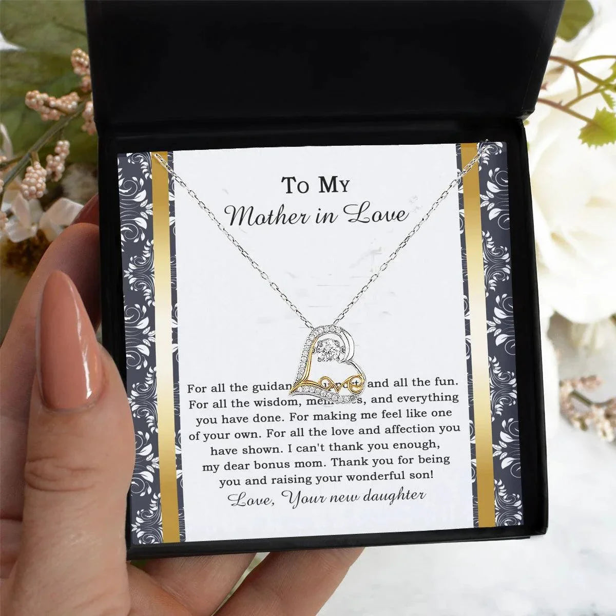 Mother-in-law Wedding Day Gift - One Of Your Own - Love Dancing Heart Pendant Necklace