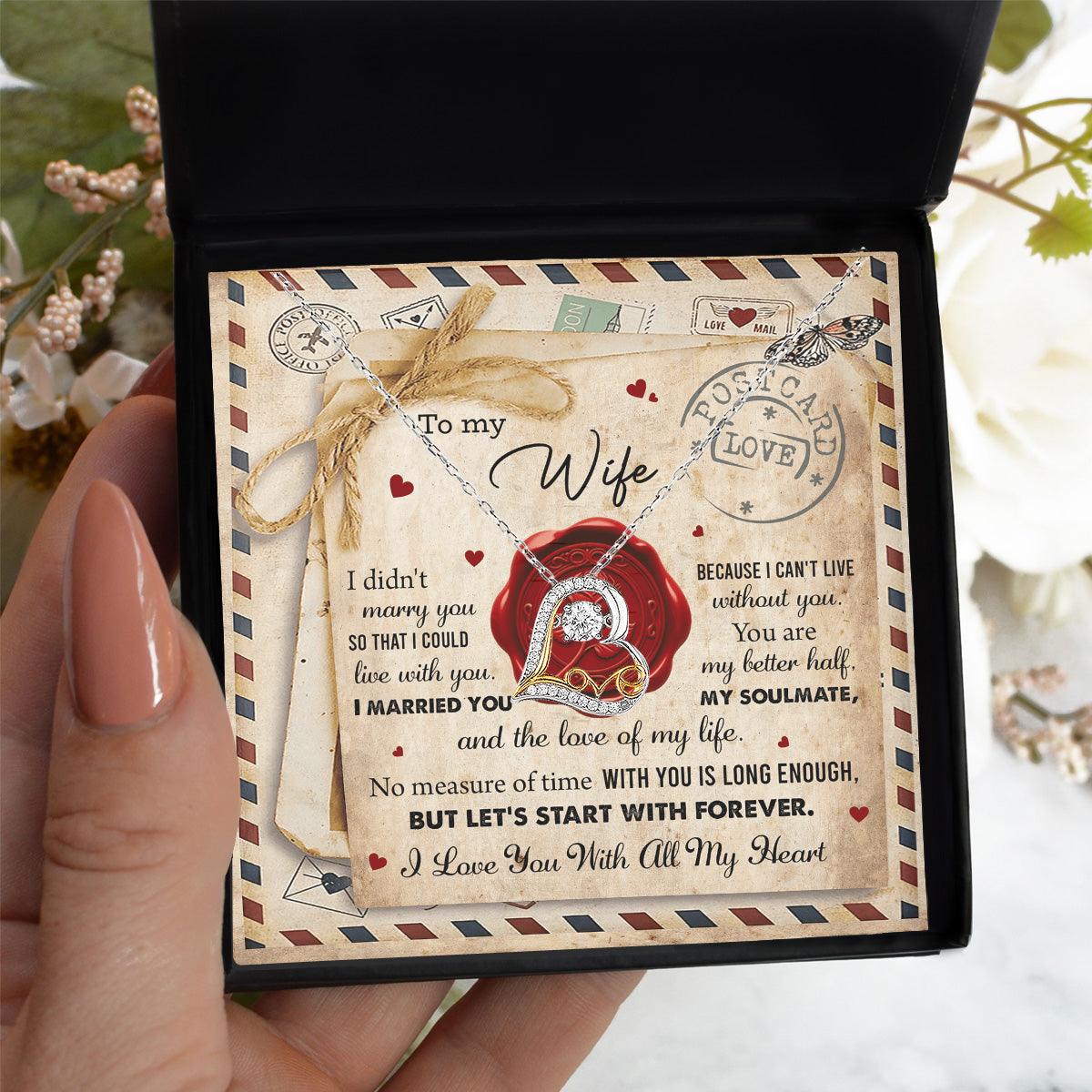 Wife Letter from Husband I Can't Live Without You Love Heart Necklace Anniversary Wedding Day Valentine Gift - Mallard Moon Gift Shop