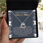 Maid of Honor Wedding Day Gift - You Mean the World To Me, Thanks - Love Dancing Heart Pendant Necklace