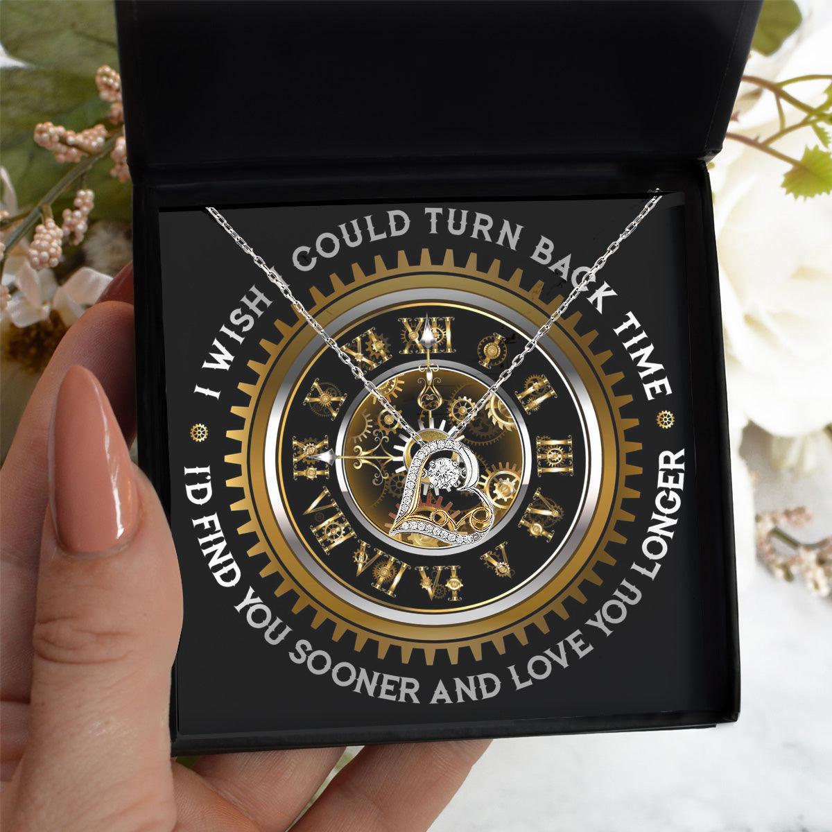 Wife Wedding Day. Anniversary, Birthday Gift - Turn Back Time - Love Dancing Heart Pendant Necklace - Mallard Moon Gift Shop