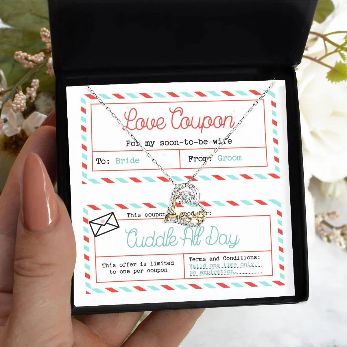 Wife Wedding Day Gift - Love Coupon - Love Heart Pendant Necklace
