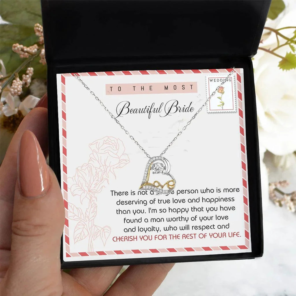 Gift for Bride Wedding Gift Dancing Love Heart Necklace