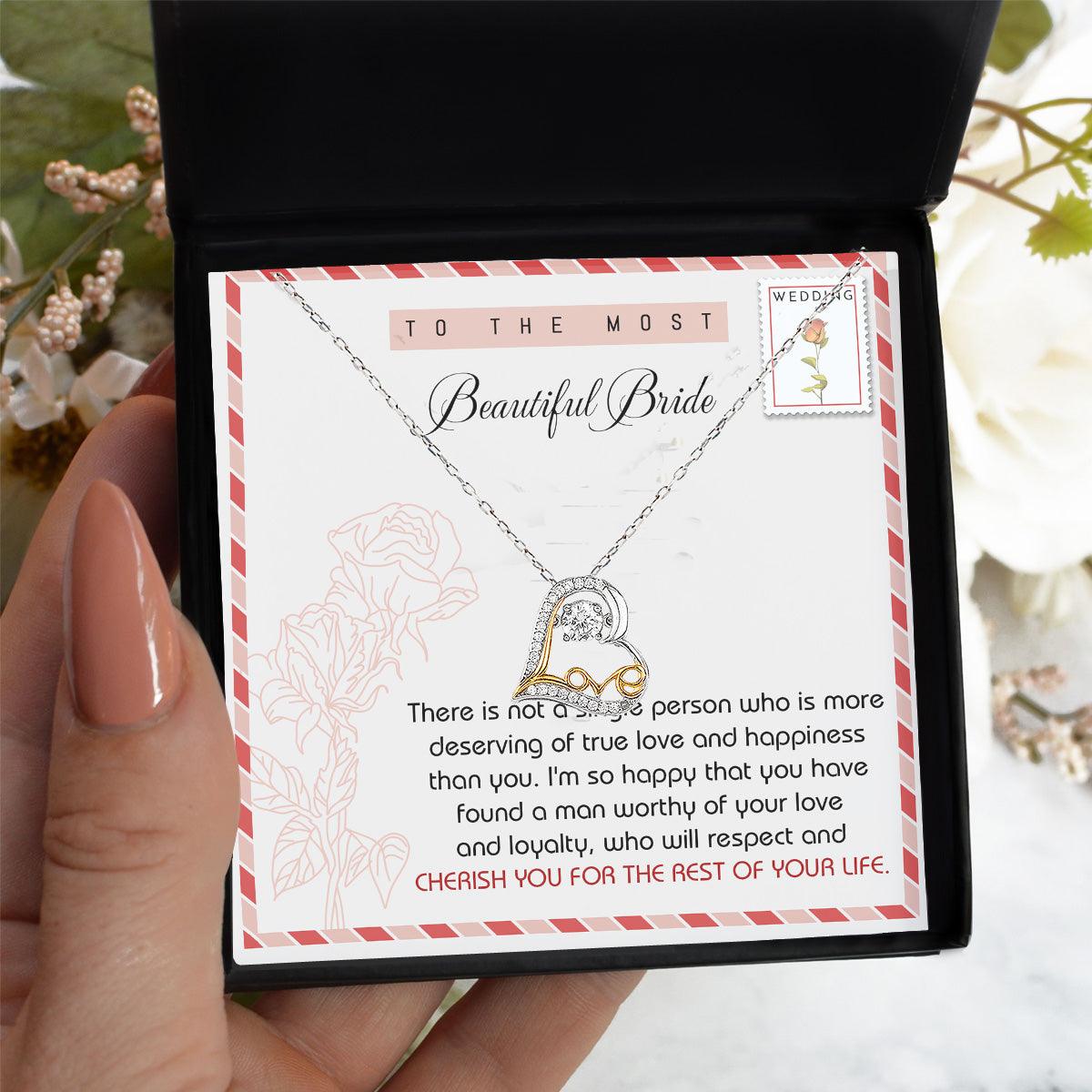 Gift for Bride Wedding Gift Dancing Love Heart Necklace - Mallard Moon Gift Shop
