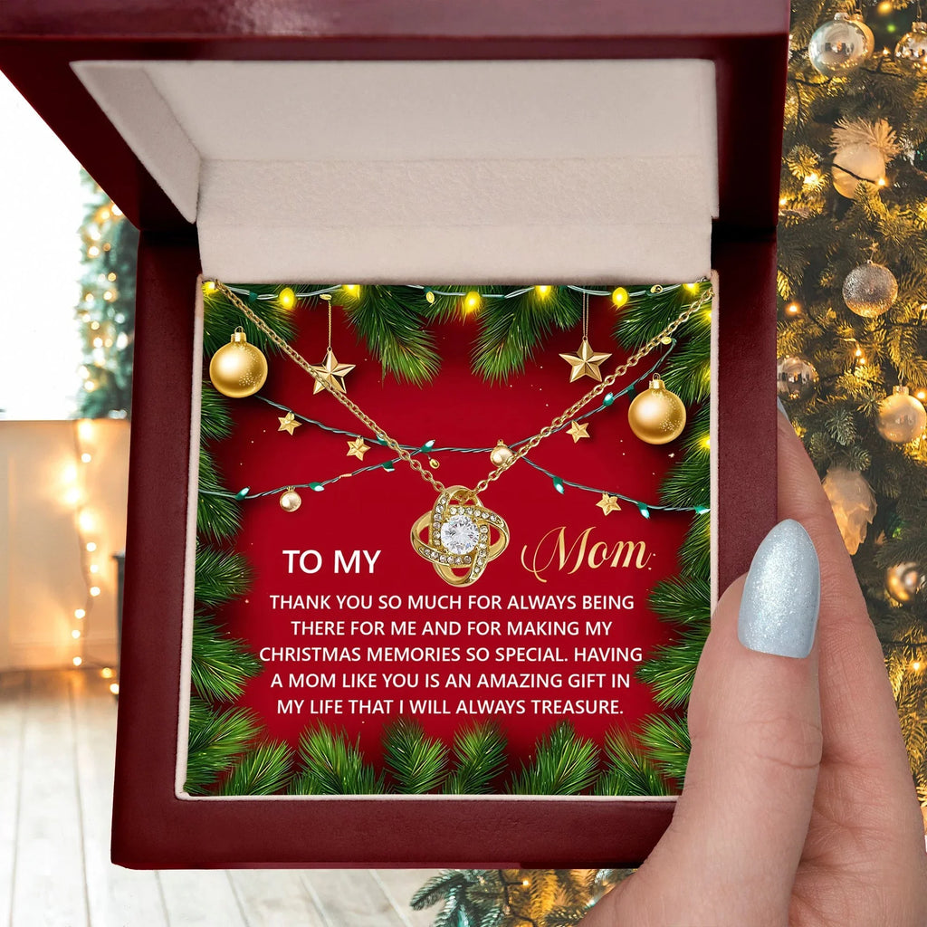 Gift for Mom - Christmas Memories - Love Knot Pendant Necklace