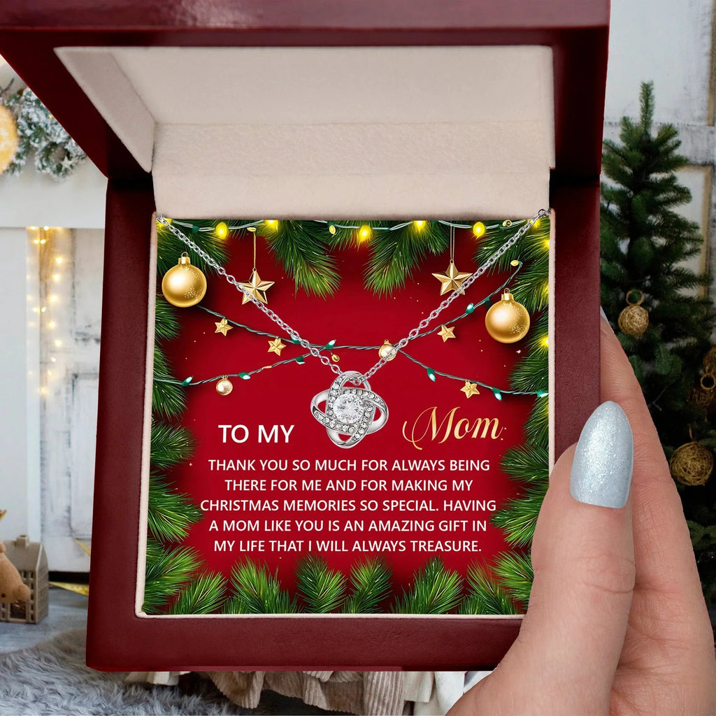 Gift for Mom - Christmas Memories - Love Knot Pendant Necklace