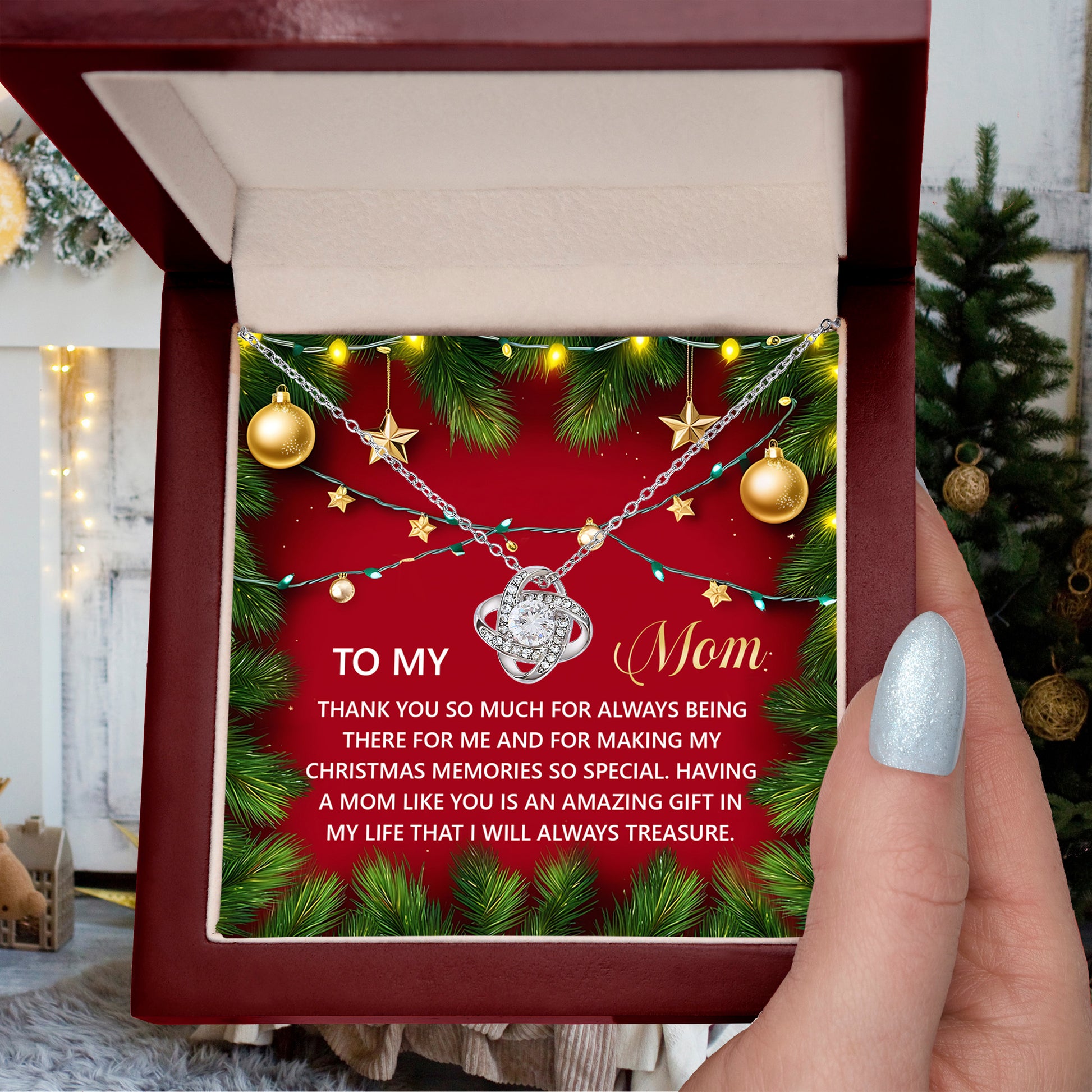 Gift for Mom - Christmas Memories - Love Knot Pendant Necklace - Mallard Moon Gift Shop