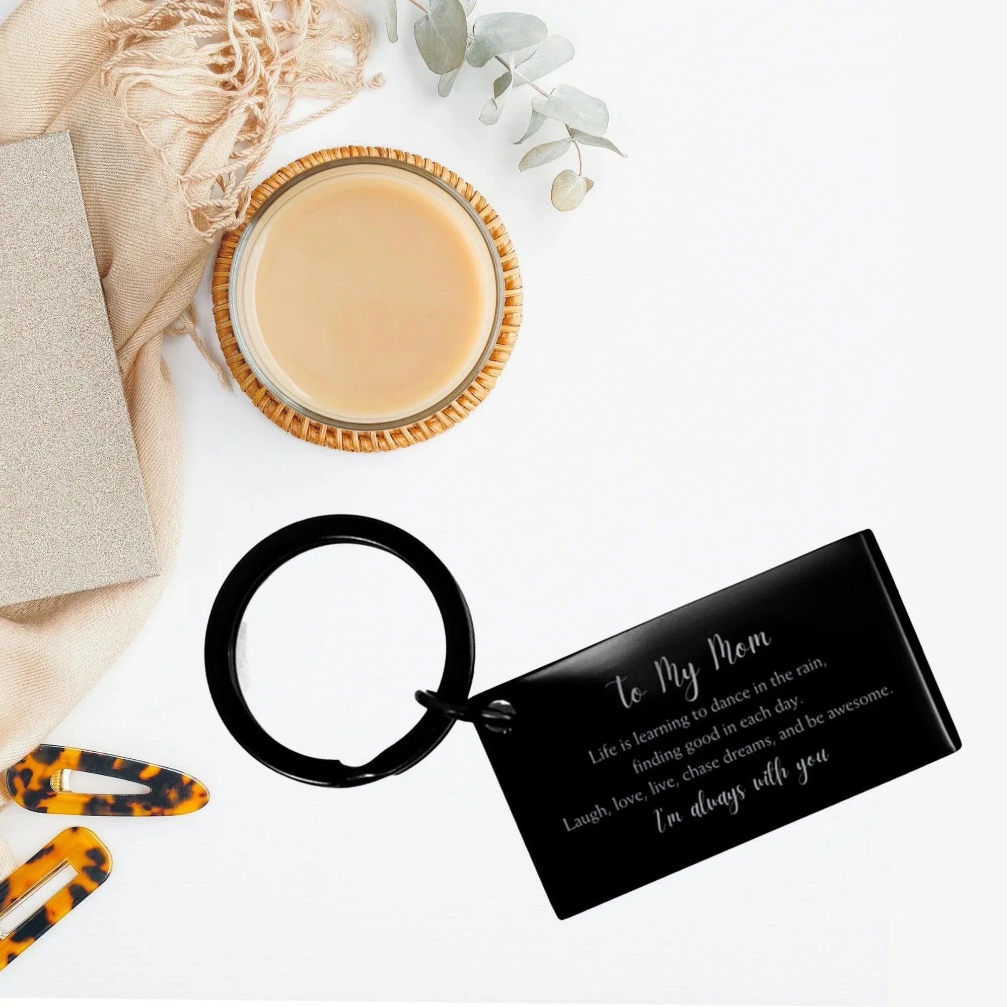 Mom Keychain Birthday Christmas Mother's Day Gifts Life is learning to dance in the rain