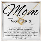 Mom - Happy Mother's Day from All of Us You Are Our Protector, Hero and Best Friend Love Knot Necklace