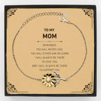 Mom Gifts, To My Mom Remember, you will never lose. You will either WIN or LEARN, Keepsake Sunflower Bracelet Birthday Christmas Gifts Ideas