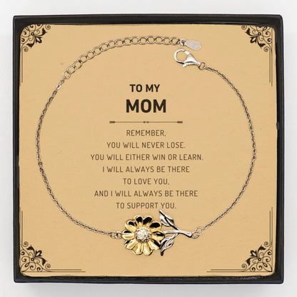 Mom Gifts, To My Mom Remember, you will never lose. You will either WIN or LEARN, Keepsake Sunflower Bracelet Birthday Christmas Gifts Ideas - Mallard Moon Gift Shop
