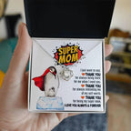 Mom - Thank You for Being My Super Mom Love Knot Necklace Mother's Day, Birthday Gift for Mom