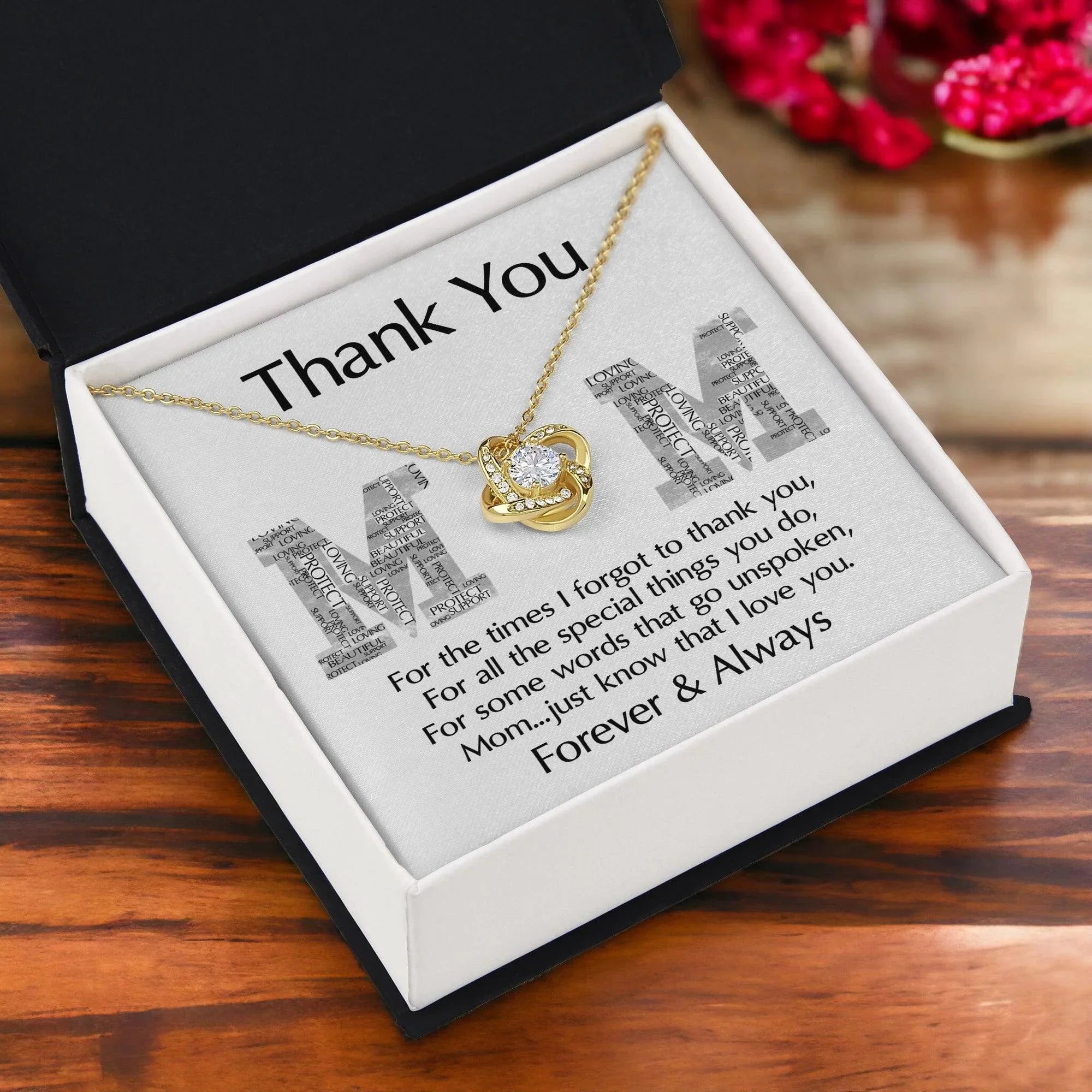 Mom-Thank You For Every Thing You Do Love Knot Necklace