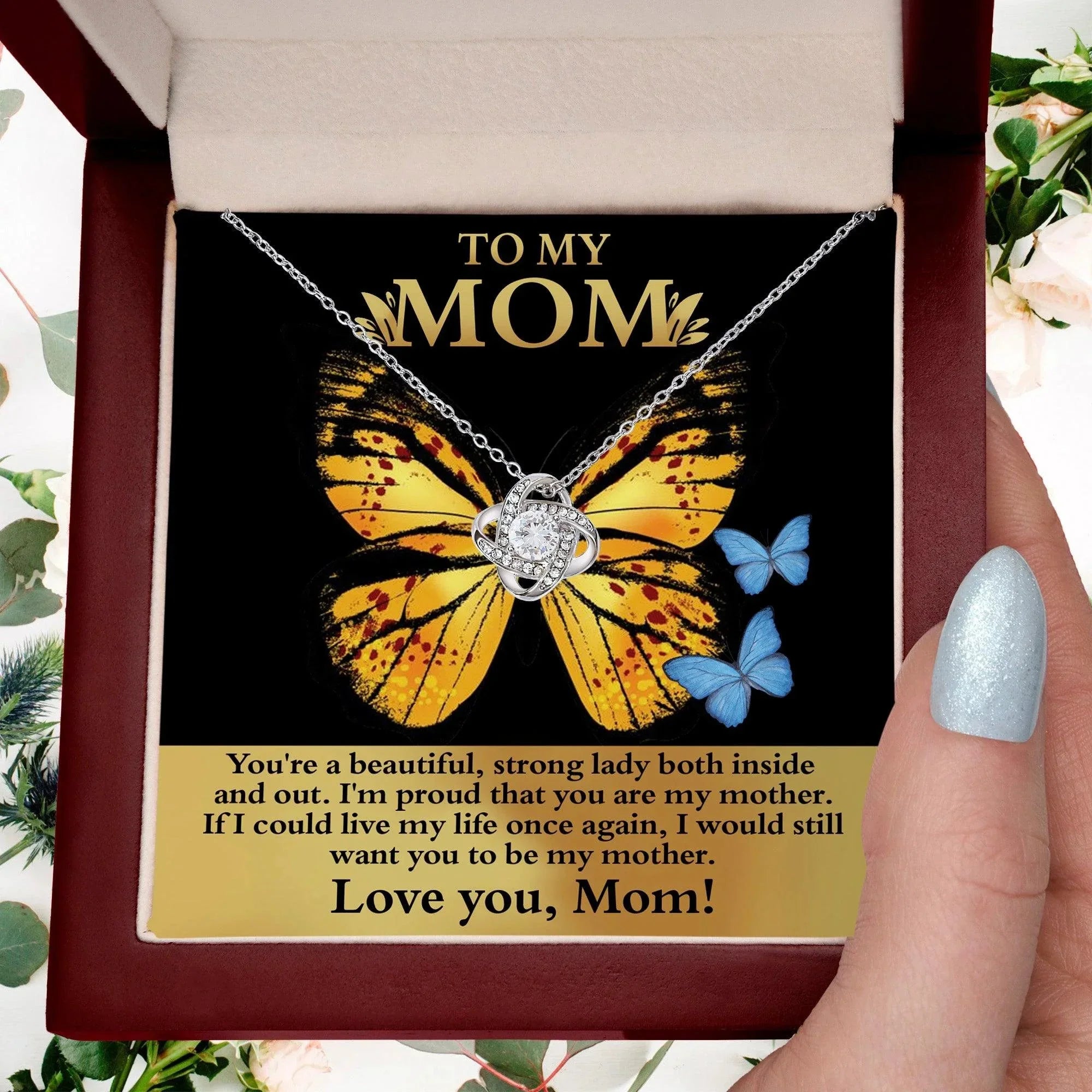 Mom You are a Strong Lady, I'm Proud of You Love Knot Necklace