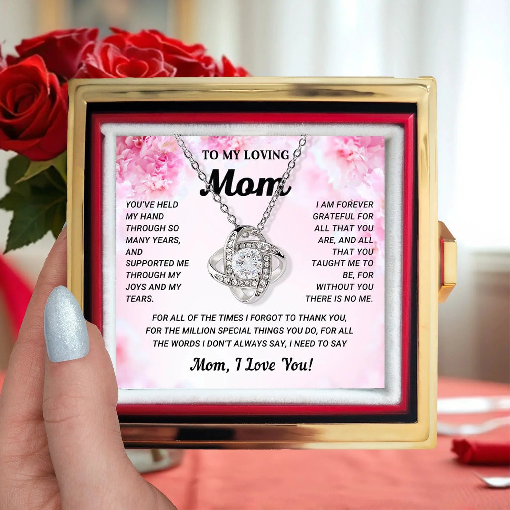 To My Mom - I Need to Say I Love You - Love Knot Necklace with Rose Jewelry Gift Box