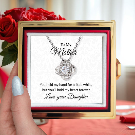 To My Mother - You Held My Hand - Love Knot Necklace with Rose Gift Box