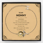 Mommy Gifts, To My Mommy Remember, you will never lose. You will either WIN or LEARN, Keepsake Sunflower Bracelet For Mommy Card, Birthday Christmas Gifts Ideas For Mommy X-mas Gifts