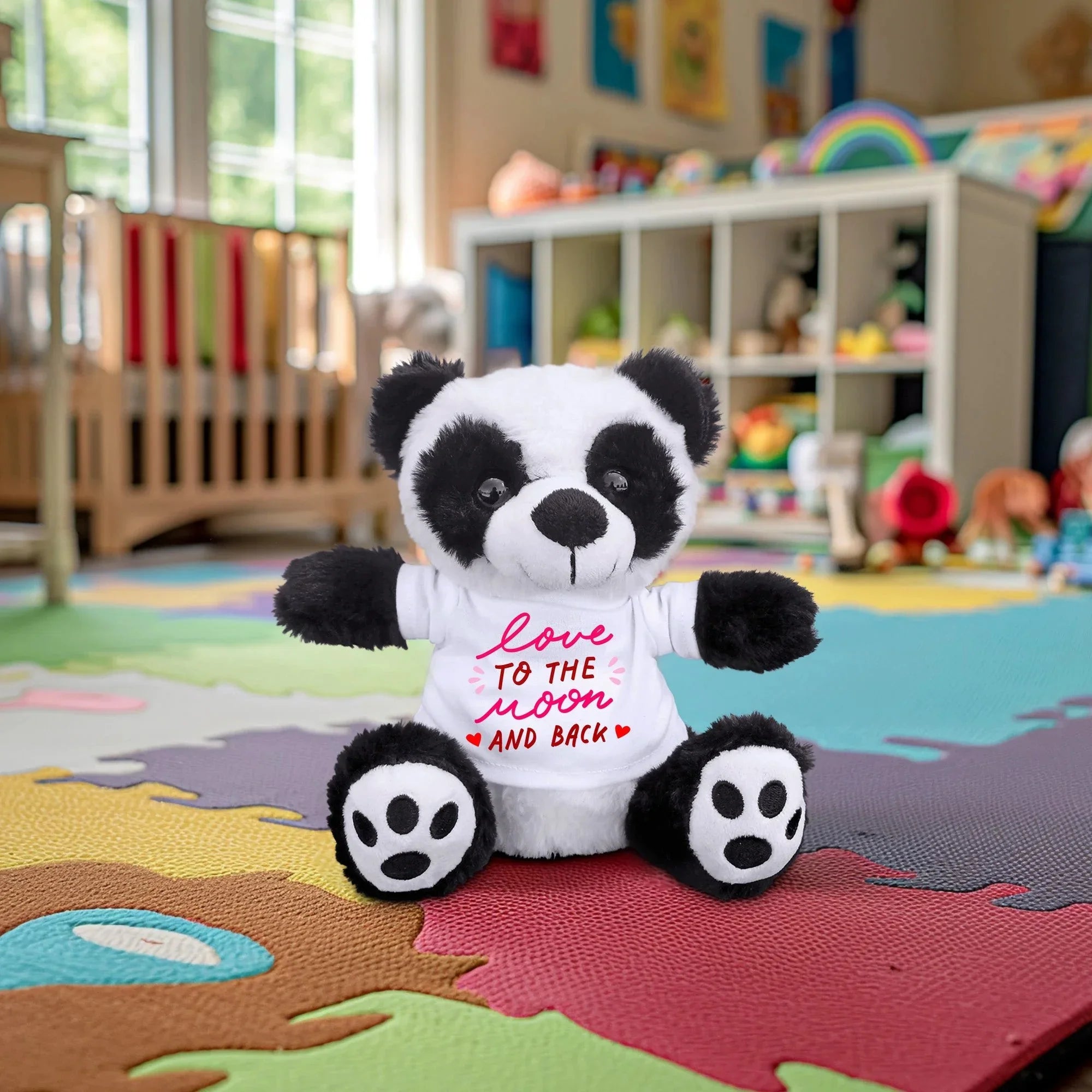 Love You to the Moon and Back - Plush Lamb, Panda, or Teddy Bear with Tee Shirt Romantic Gift for Sweetheart