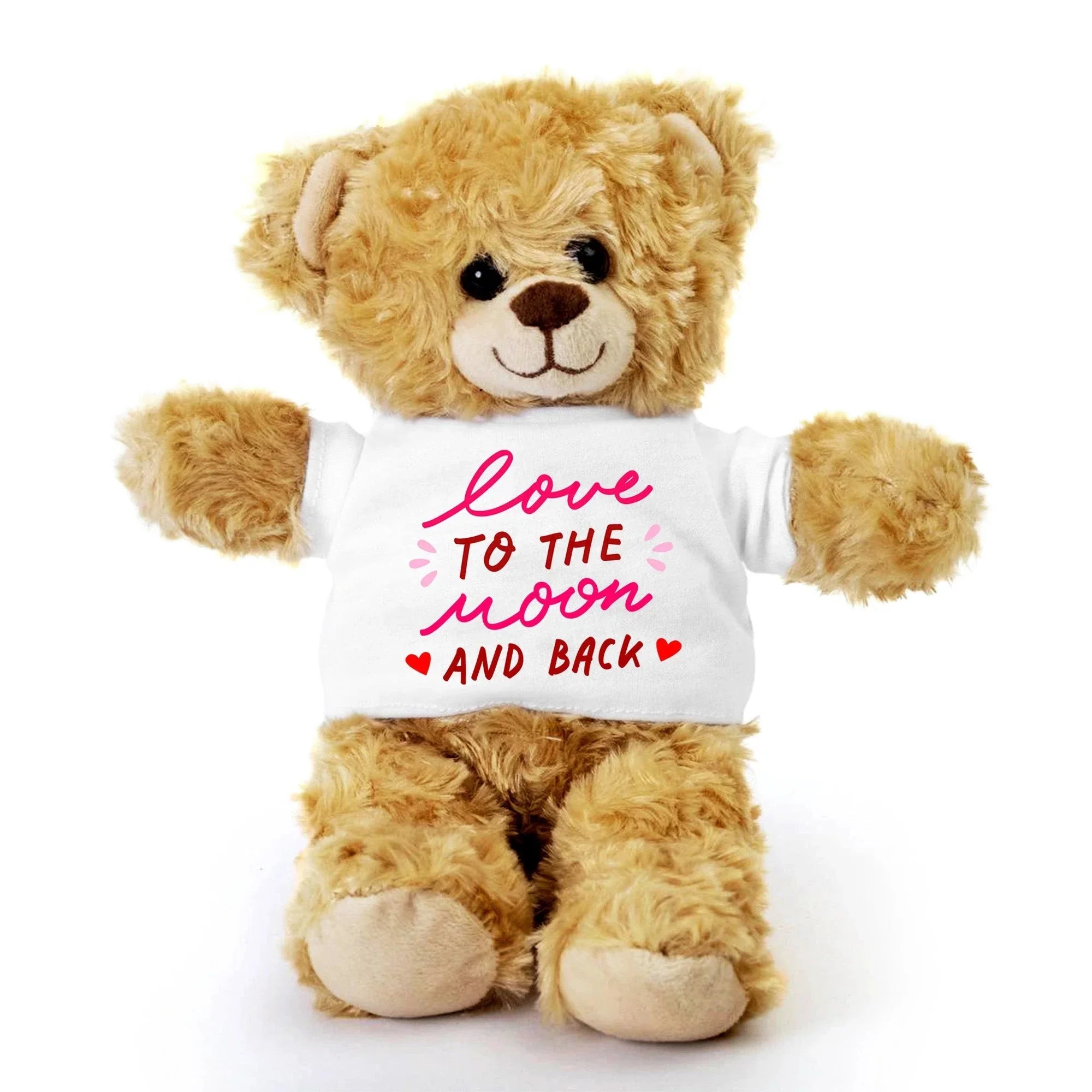Love You to the Moon and Back - Plush Lamb, Panda, or Teddy Bear with Tee Shirt Romantic Gift for Sweetheart