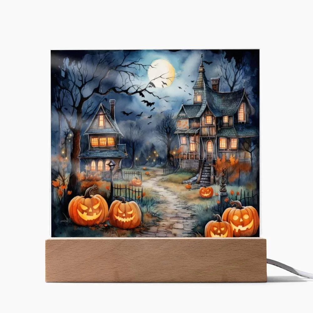 Moonlit Mansion: Spooky Acrylic Decor for Halloween Lovers