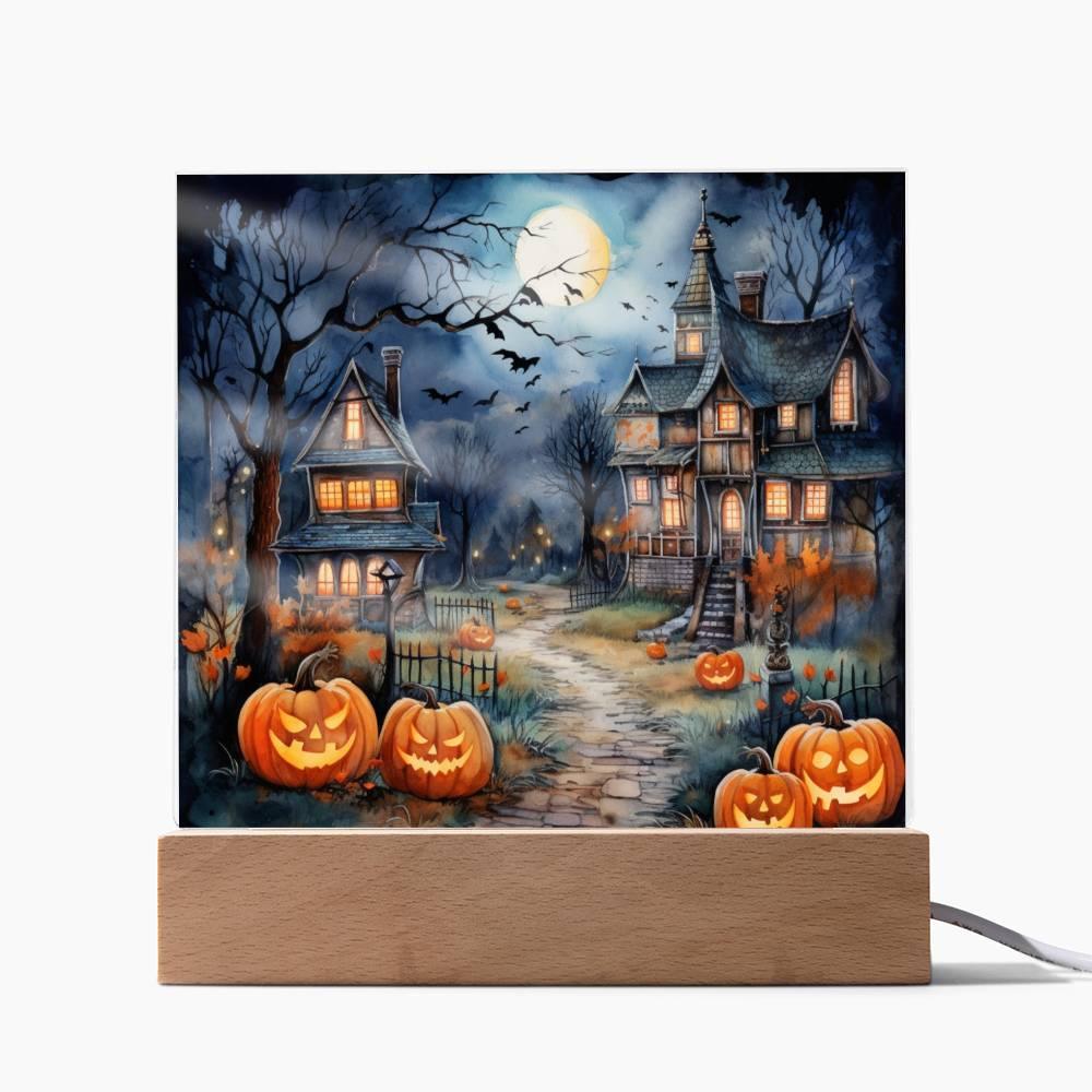Moonlit Mansion: Spooky Acrylic Decor for Halloween Lovers - Mallard Moon Gift Shop