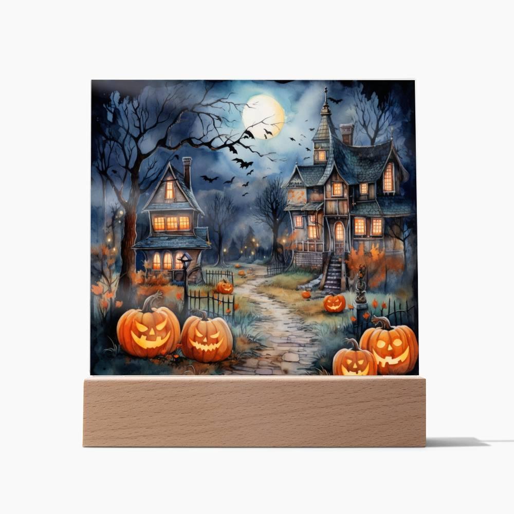 Moonlit Mansion: Spooky Acrylic Decor for Halloween Lovers - Mallard Moon Gift Shop