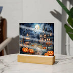 Moonlit Mansion: Spooky Acrylic Decor for Halloween Lovers