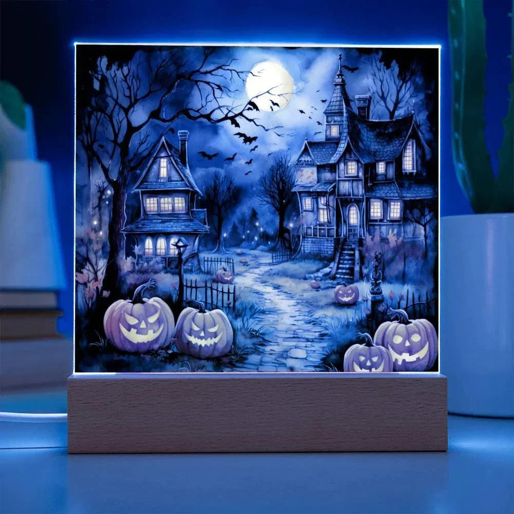 Moonlit Mansion: Spooky Acrylic Decor for Halloween Lovers