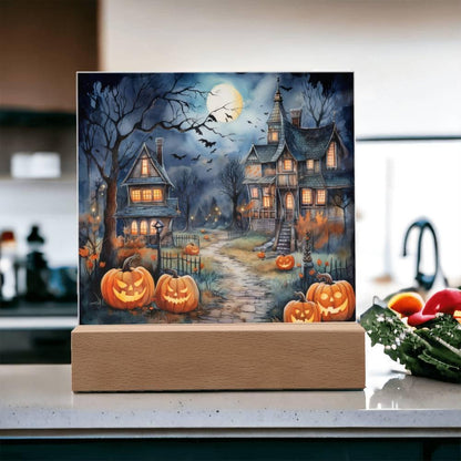 Moonlit Mansion: Spooky Acrylic Decor for Halloween Lovers - Mallard Moon Gift Shop