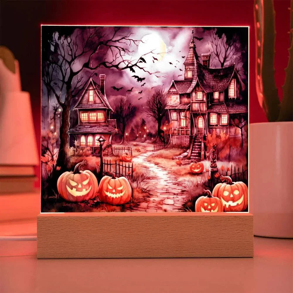 Moonlit Mansion: Spooky Acrylic Decor for Halloween Lovers