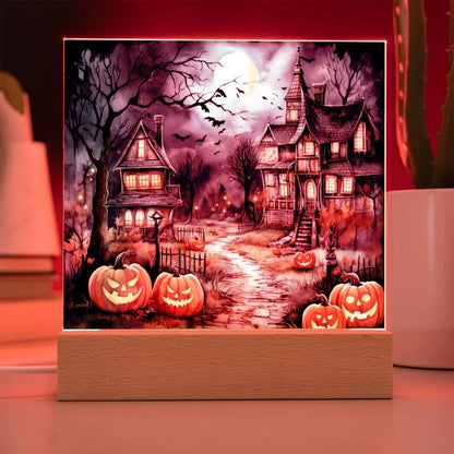 Moonlit Mansion: Spooky Acrylic Decor for Halloween Lovers - Mallard Moon Gift Shop
