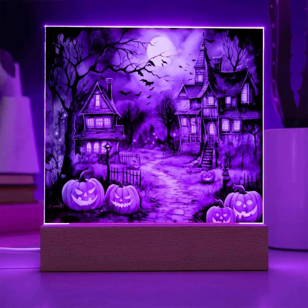 Moonlit Mansion: Spooky Acrylic Decor for Halloween Lovers