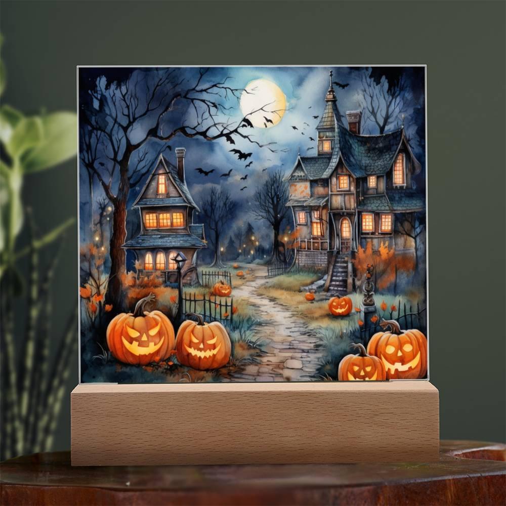 Moonlit Mansion: Spooky Acrylic Decor for Halloween Lovers - Mallard Moon Gift Shop