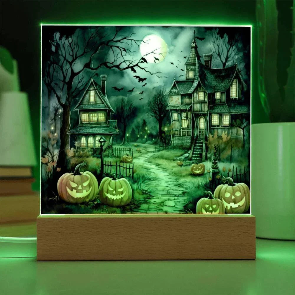 Moonlit Mansion: Spooky Acrylic Decor for Halloween Lovers