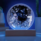 Moonlit Mystery: Black Cat Acrylic Plaque Showcase