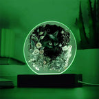 Moonlit Mystery: Black Cat Acrylic Plaque Showcase