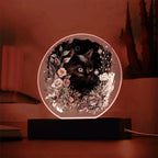 Moonlit Mystery: Black Cat Acrylic Plaque Showcase