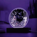 Moonlit Mystery: Black Cat Acrylic Plaque Showcase
