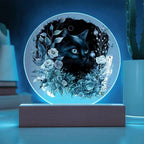 Moonlit Mystery: Black Cat Acrylic Plaque Showcase