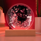 Moonlit Mystery: Black Cat Acrylic Plaque Showcase