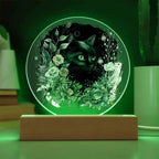 Moonlit Mystery: Black Cat Acrylic Plaque Showcase