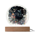 Moonlit Mystery: Black Cat Acrylic Plaque Showcase