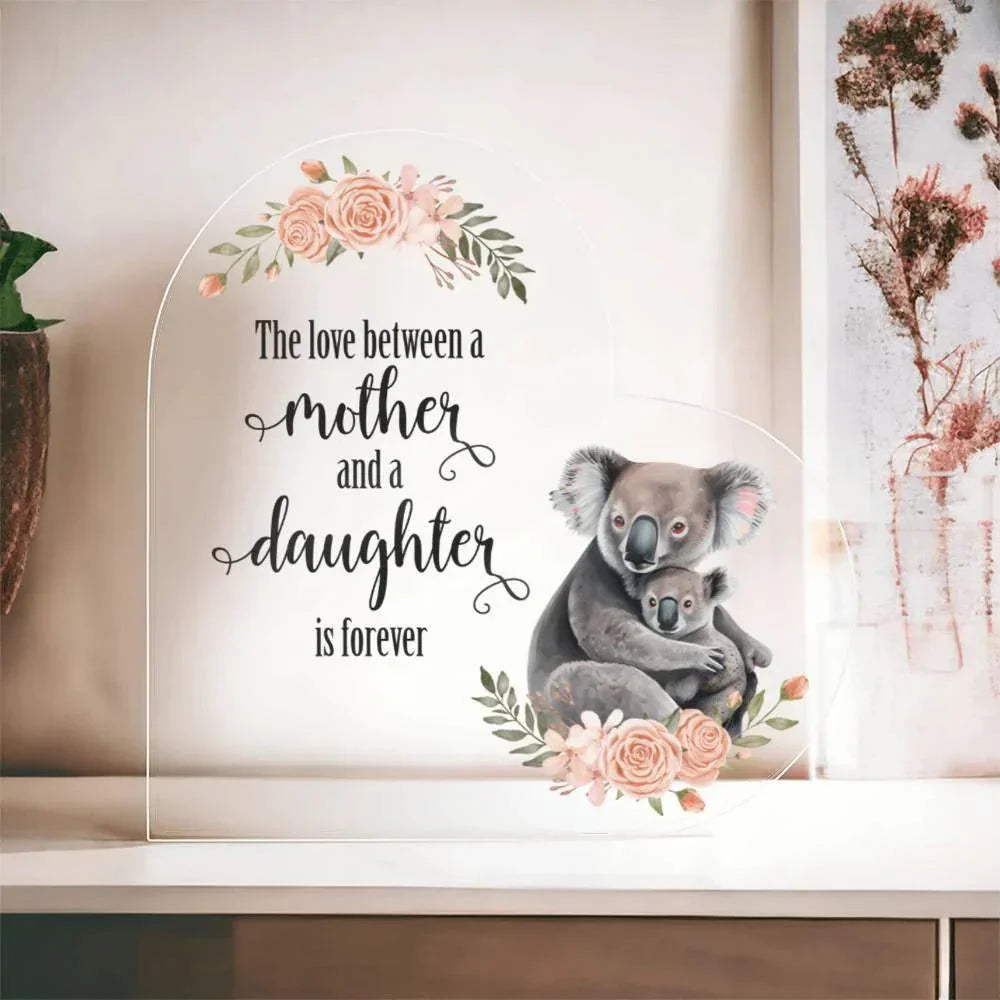 Mother and Daughter Baby Animals Personalized Acrylic Heart Plaque