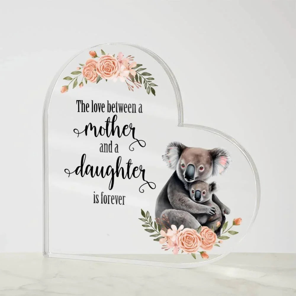 Mother and Daughter Baby Animals Personalized Acrylic Heart Plaque