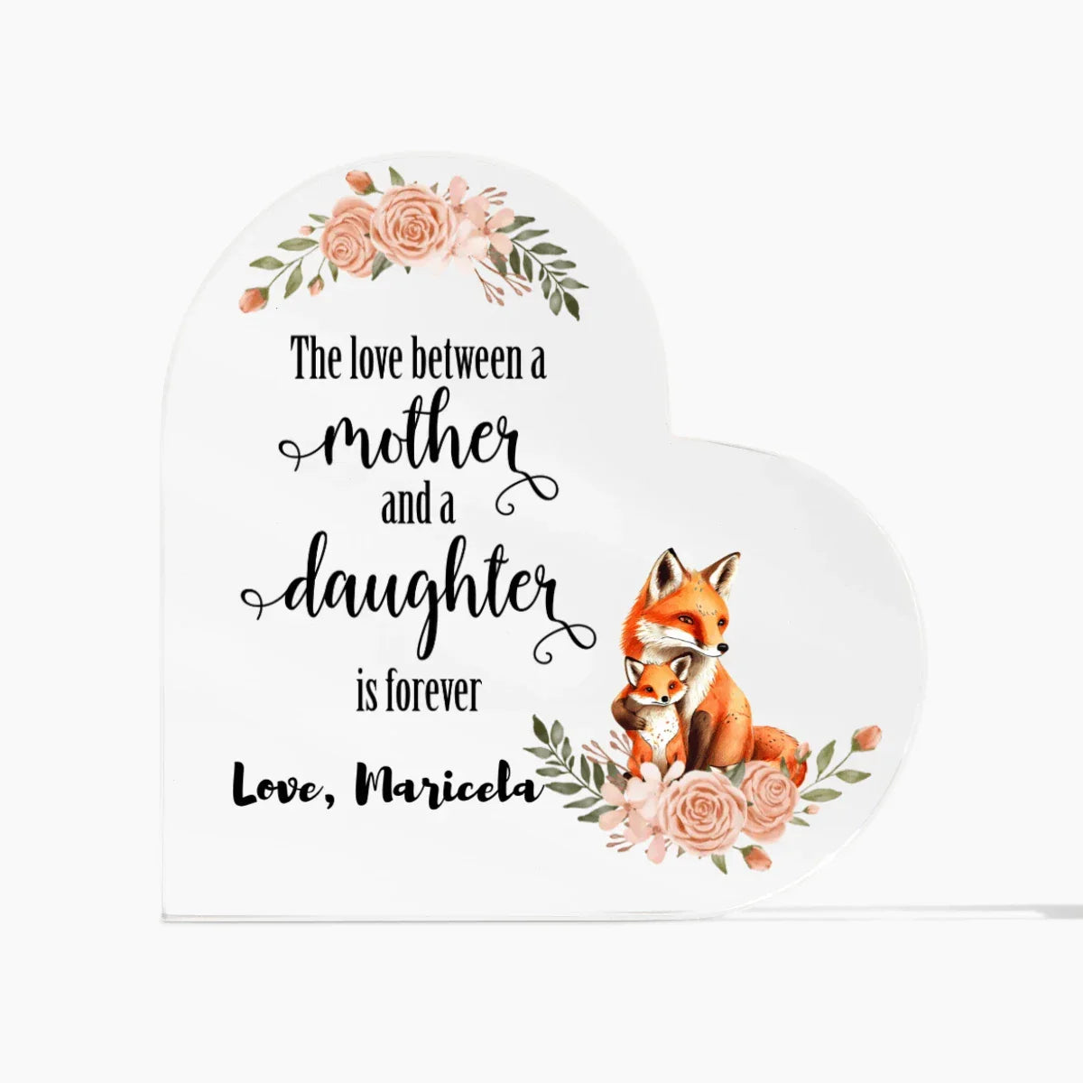 Mother and Daughter Baby Animals Personalized Acrylic Heart Plaque