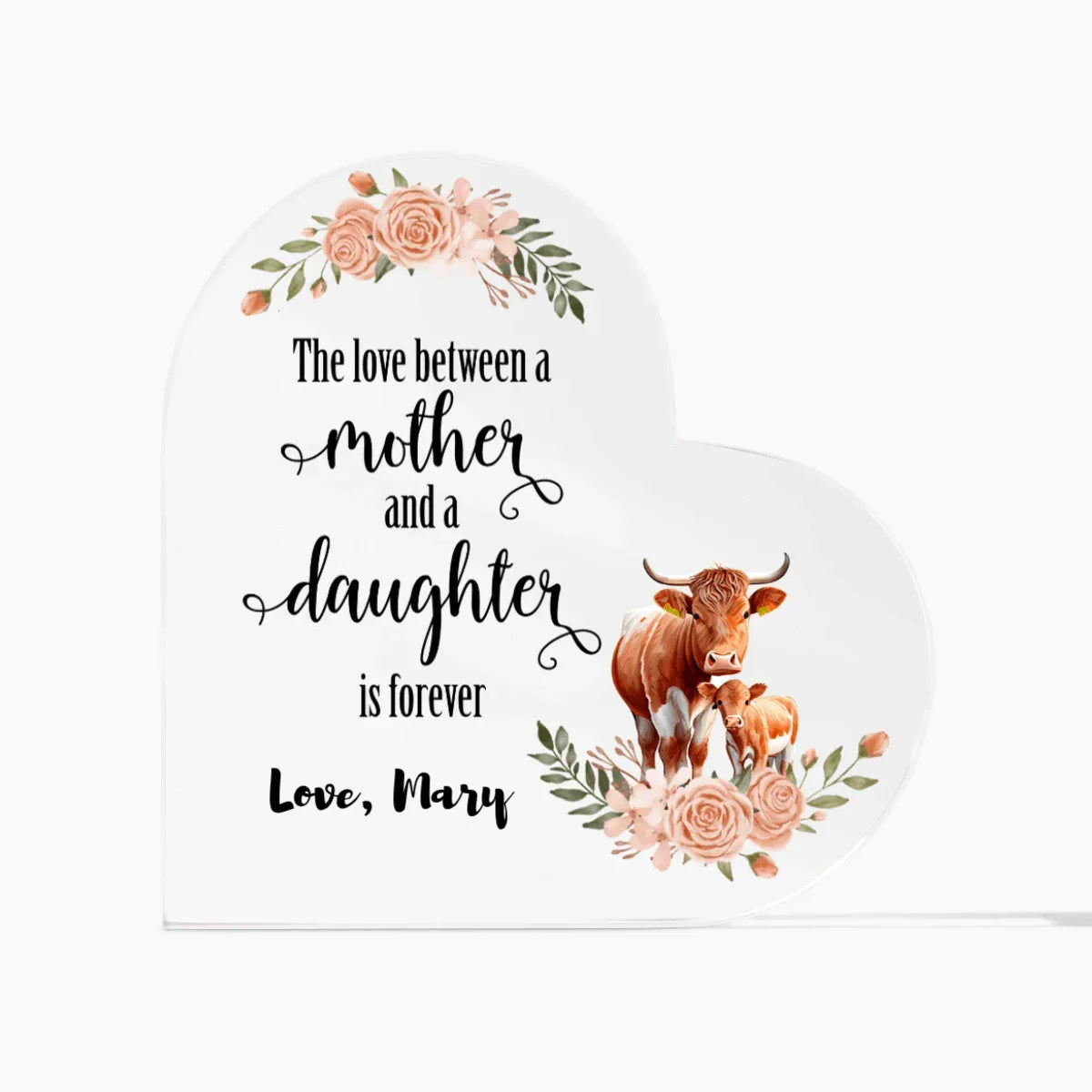 Mother and Daughter Baby Animals Personalized Acrylic Heart Plaque