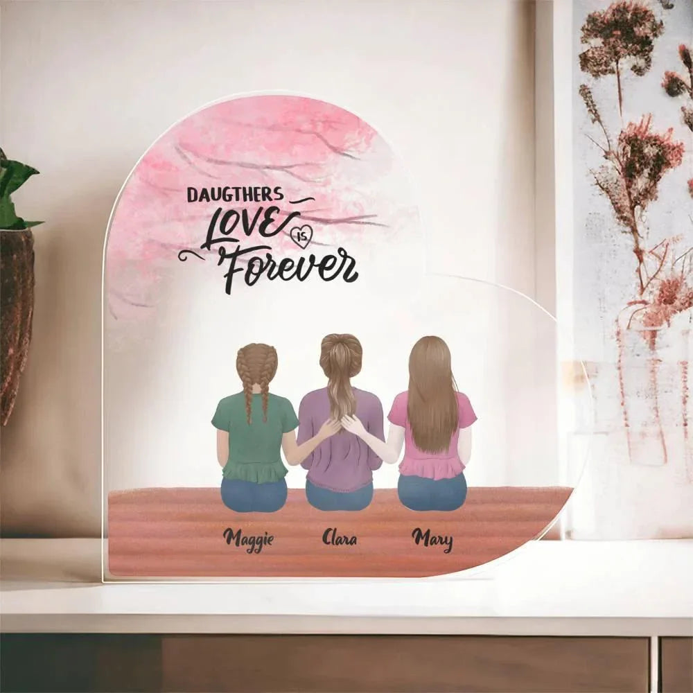 Mother and Daughters Personalized Acrylic Heart Plaque