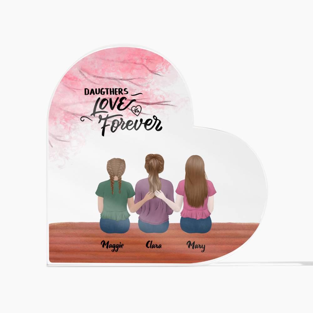 Mother and Daughters Personalized Acrylic Heart Plaque - Mallard Moon Gift Shop