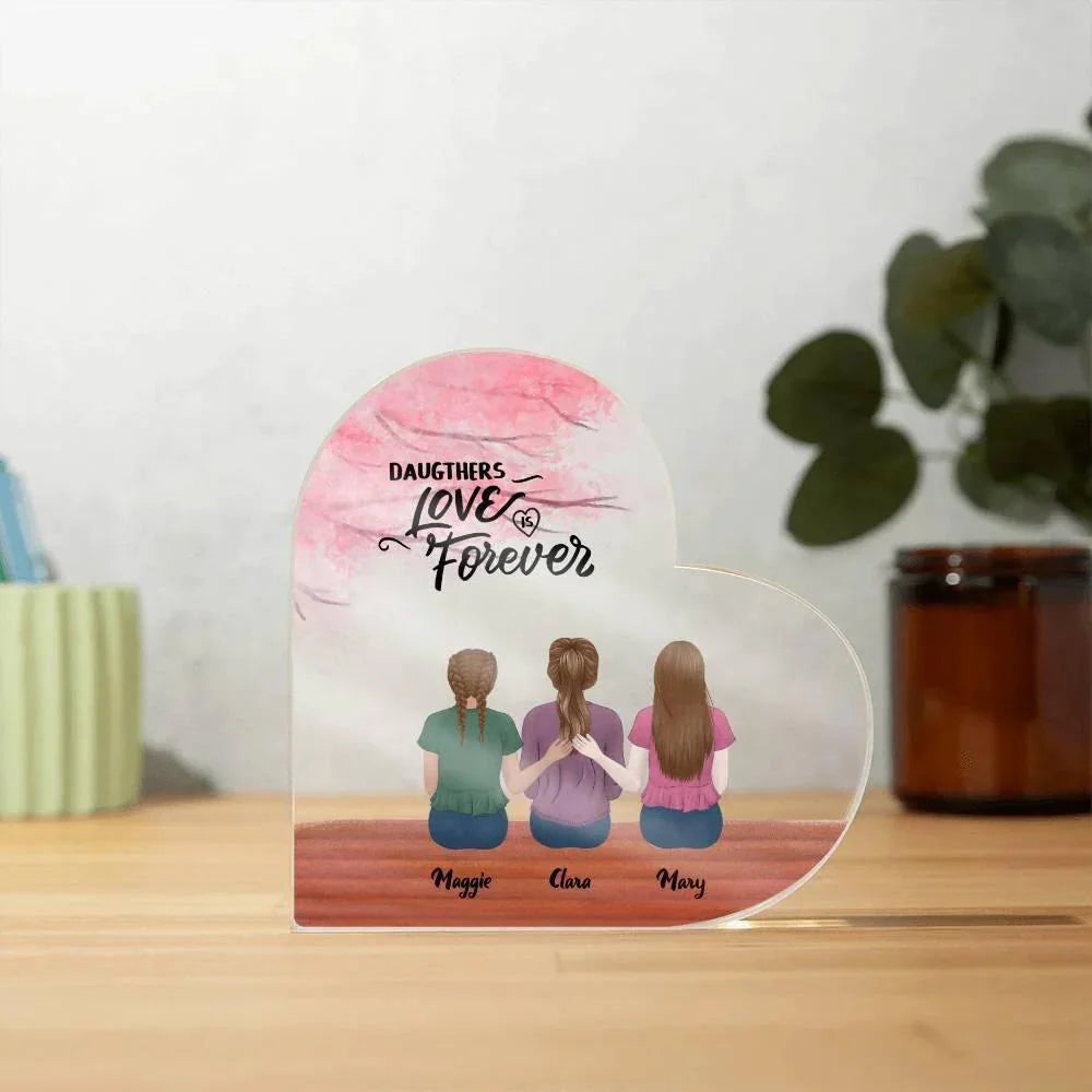 Mother and Daughters Personalized Acrylic Heart Plaque
