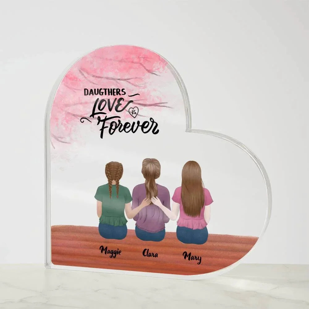 Mother and Daughters Personalized Acrylic Heart Plaque