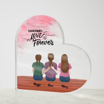Mother and Daughters Personalized Acrylic Heart Plaque - Mallard Moon Gift Shop